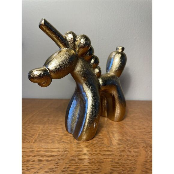 Unicorn Balloon Animal Paperweight Gold-Tone Metal Figure 4.5"x‎ 4.5" Figurine - Picture 1 of 8